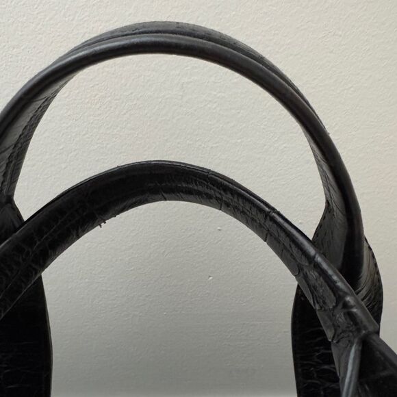 Maxx New York Black Croc-embossed Cowhide Leather Handbag - Picture 6 of 12